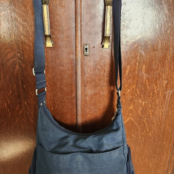 Baggallini Crossbody Travel Bag with Trolley Sleeve – Navy Blue - Picture 2 of 11